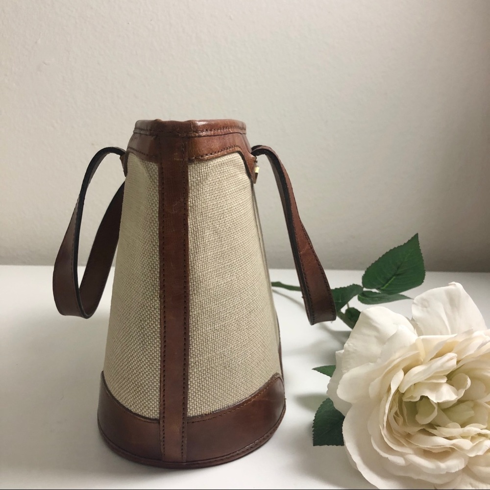 Brahmin woven canvas and genuine leather mini tote - Picture 4 of 8